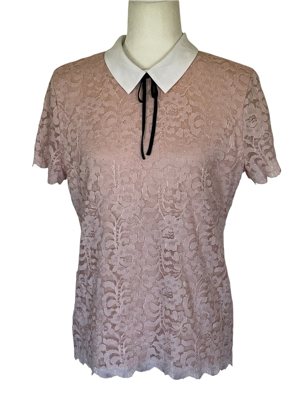 Karl Lagerfeld Paris Blush Pink Lace Top Balletcore Romantic Delicate Dainty